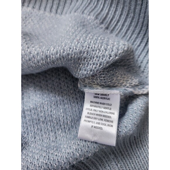 Derek Heart Crop Collared Sweater Blue White Flower 1/4 Button Relaxed Plus 2X - Picture 4 of 8